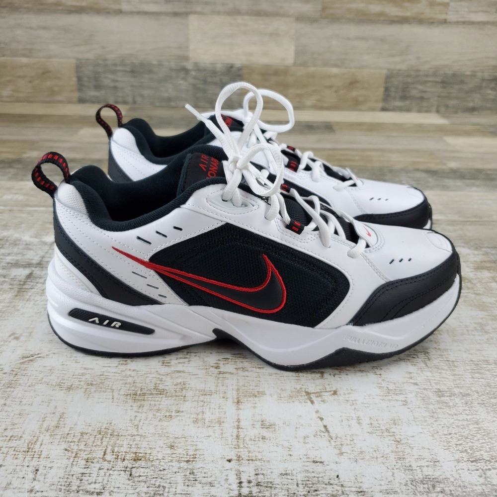 Nike Air Monarch IV Mens Training Shoes Sz 10 White Black Varsity Red Sneakers